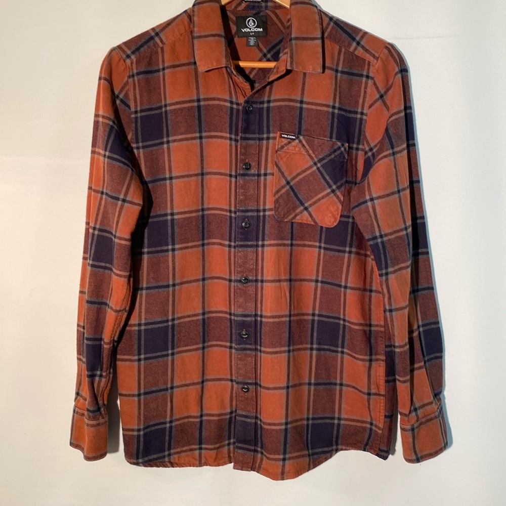 Reposh: Volcom Men's Orange and Purple Plaid Shirt